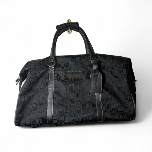 Kenneth Cole Reaction Black Monogram Duffle Bag w/ Lock & Keys Travel - Picture 1 of 5